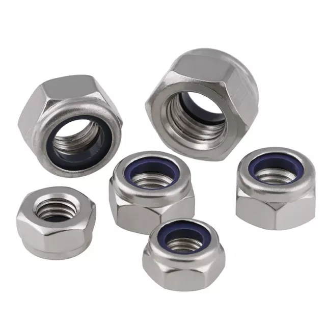 Stainless Nylon Insert Lock Nuts Nyloc Hex Nut M2 M3 M4 M5 M6 M8 M10 M12 M14 M16 2