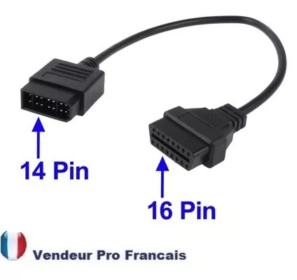 Câble diagnostic adaptateur 14 Pin vers 16 Pin OBD 2 pour Nissan