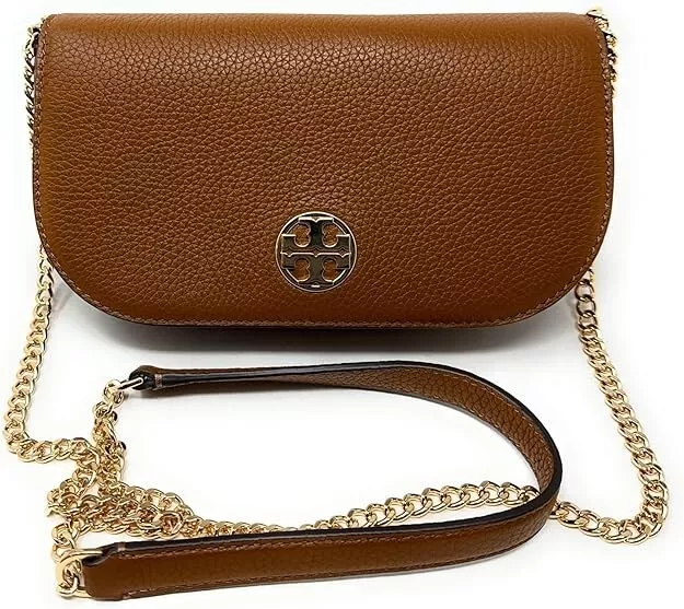 Tory Burch 153566 Brown Chelsea Pebbled Leather Crossbody Bag With Gold Hardware