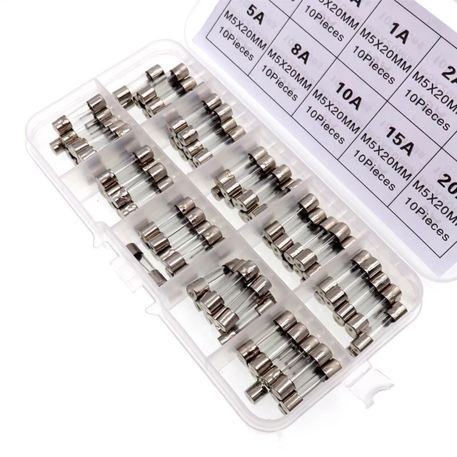 Ensemble fiable de fusibles à tube de verre soufflé rapide 5 x 20 mm kit assor 3
