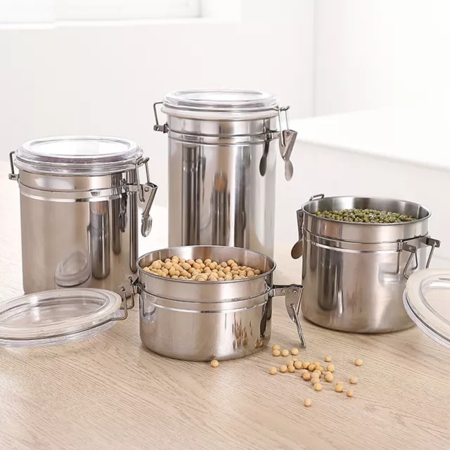 Praktischer Edelstahl Kaffeebehälter luftdicht für Bohnen Tee Mehl und Getreide