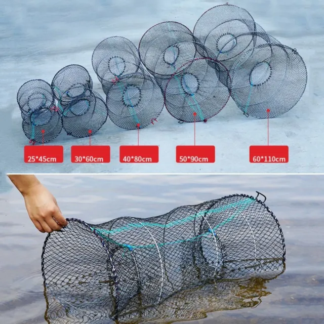 FOLDABLE MAGIC FISHING Trap Nylon Mesh Crab Baits Trap Shrimp Cage Outdoor  $19.68 - PicClick AU