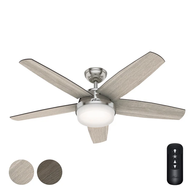 HUNTER FAN 52 inch Brushed Nickel Contemporary Ceiling Fan with Light