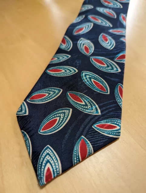 New Jonathan Blue and Red geometric Neck Tie 57" Long 3 1/2" Wide