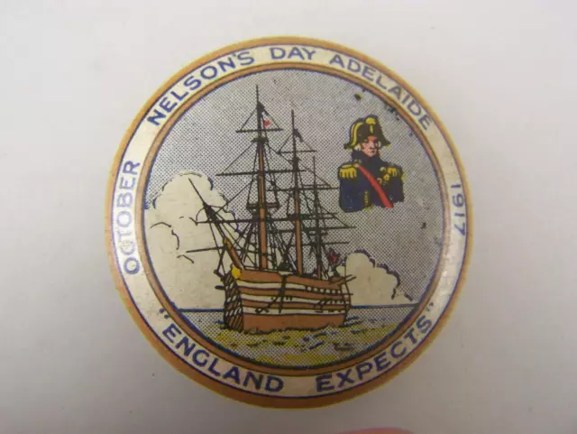 1917 Nelson's Day Adelaide "England expects" pin back badge                 1736