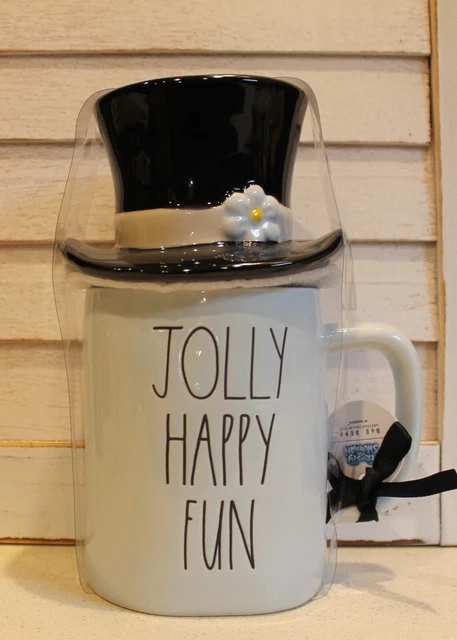 New Rae Dunn LL JOLLY HAPPY FUN Christmas Mug Frosty The Snowman Hat Topper