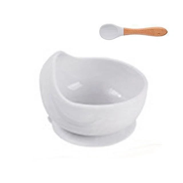 1set Toddle Bowl Minimalistic Long Lifespan Infant Eating Silicone Bowl Spoon