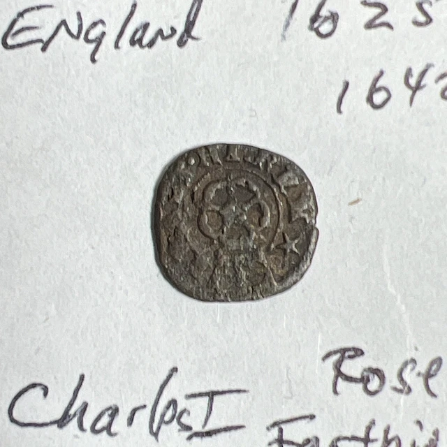 Scarce! England Charles 1 (1625-1642) Rose Farthing. Nice! M213