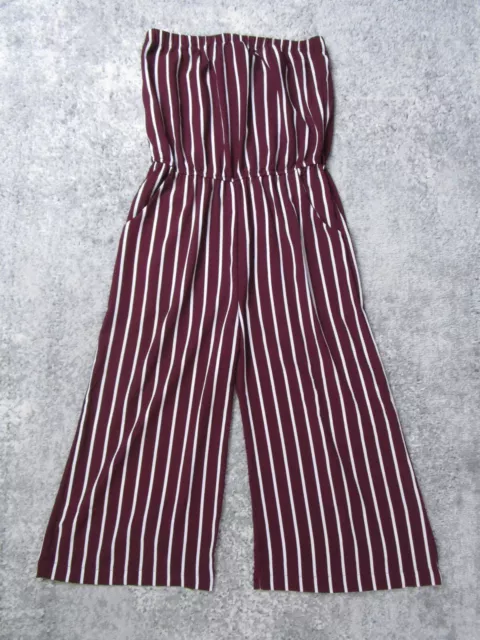 Ambiance Jumpsuit Womens S Romper Red Striped Off Shoulder Sleeveless One Piece