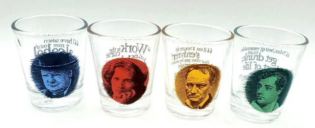 Lot of Shot Glasses Winston Churchill, Oscar Wilde, Lord Byron,Charles Baudelair