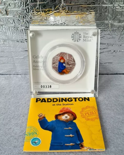 2018 Paddington Bear at the Station 50p Silver Proof Royal Mint Coin Low Coa