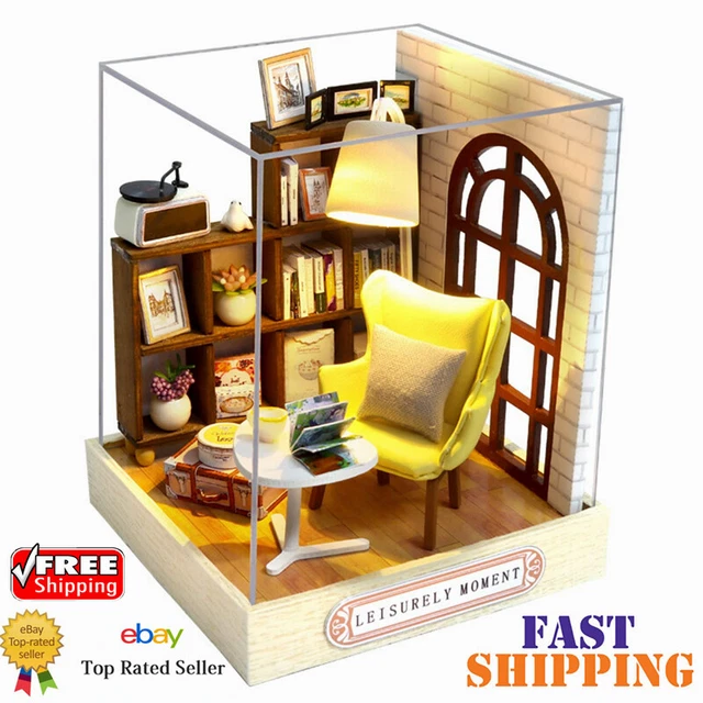 DIY Wooden DollHouse Kit,Dollhouse Miniature with Furniture and Dust Cover New