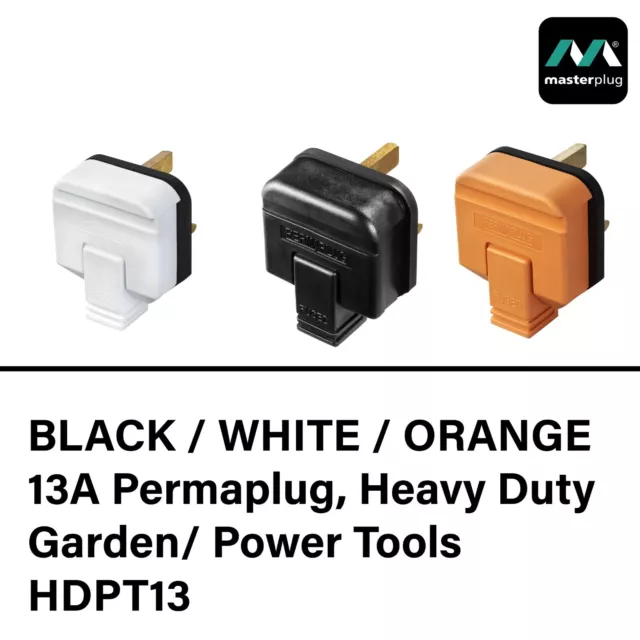 13A * Heavy Duty * Permaplug 13 AMP Plug * PACKS AVAILABLE * Black, White