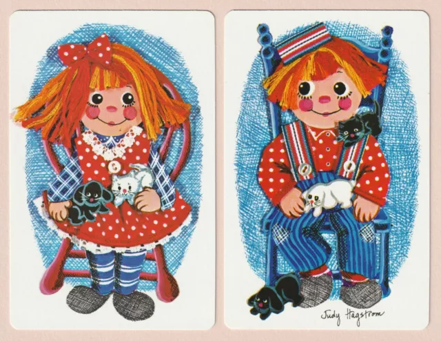 Raggedy Ann & Andy - Pair of Genuine Bridge Size Swap Playing Cards MINT