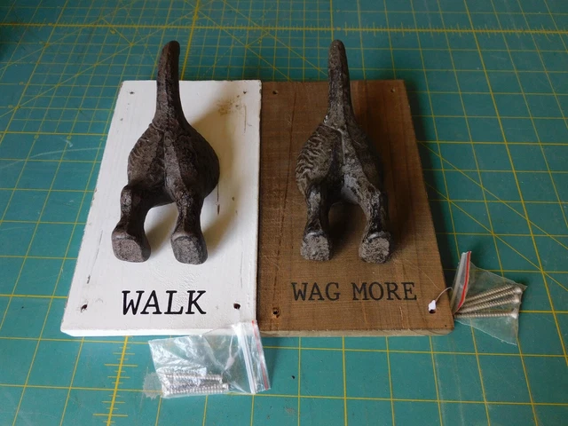 Cast Iron DOG butt tail Coat Hooks 2 Hat Rack Towel keys leash wall organizer