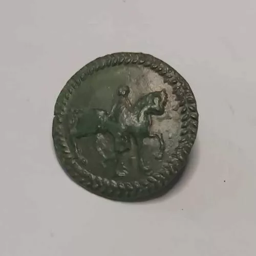 Rare Ancient Roman Bronze Phalera Mount With Horse Rider 200-300 Ad