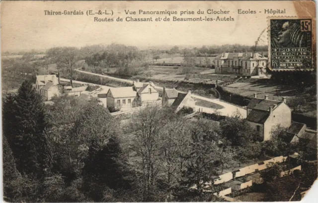 CPA Thiron-Gardais - Vue Panoramique prise du Clocher - Écoles (33514)
