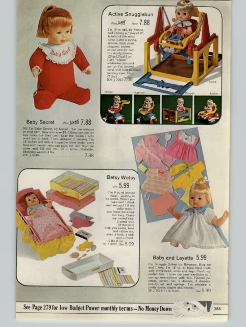 1968 PAPER AD Doll Horsman Remco Snugglebun Mattel Dolly Topper Baby Magic Wetsy