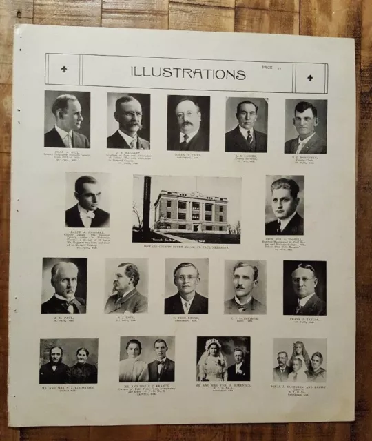 Antique PORTRAIT Illustrations - Atlas Of Howard Co. Nebraska - Ogle & Co. 1917