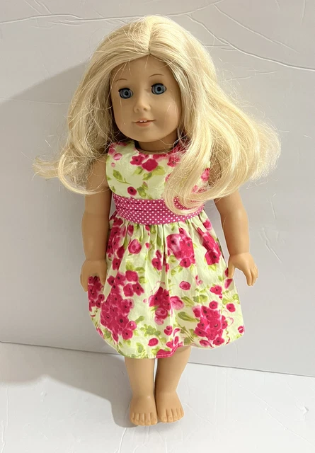 American Girl Doll Blonde Hair Blue Eyes with Dress