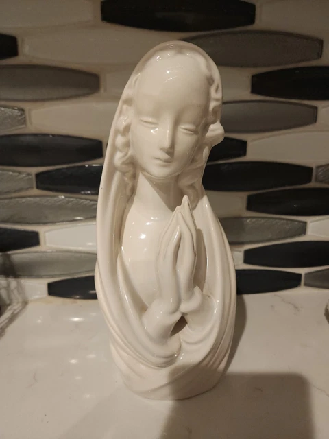VINTAGE VIRGIN MARY Ceramic Bust 10” Blessed Mother Mary Madonna