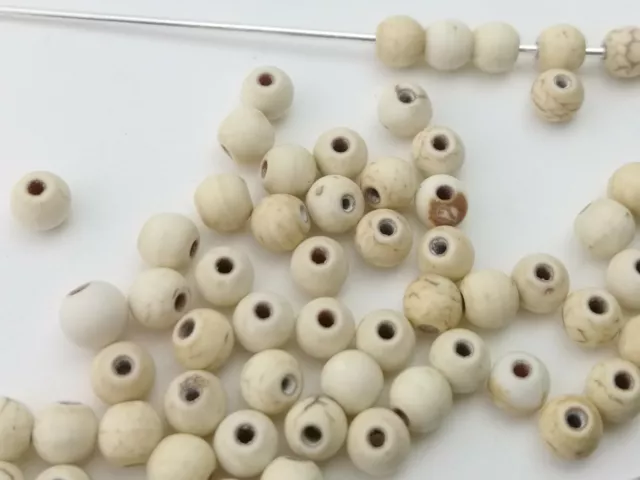 Perlas bola piedra 4 mm imitación turquesa X 60 UNIDADES beis crema abalorios