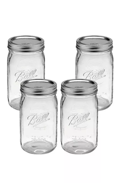 CAMDEPOSU Wide Mouth Mason Jars 32 Oz - (4 Pack) Ball Quart with Airtight Lids