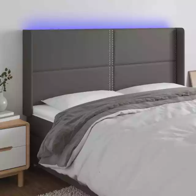 Cabecero con LED Cabezal Tapizado de Cama Dormitorio Cuero Sintético vidaXL