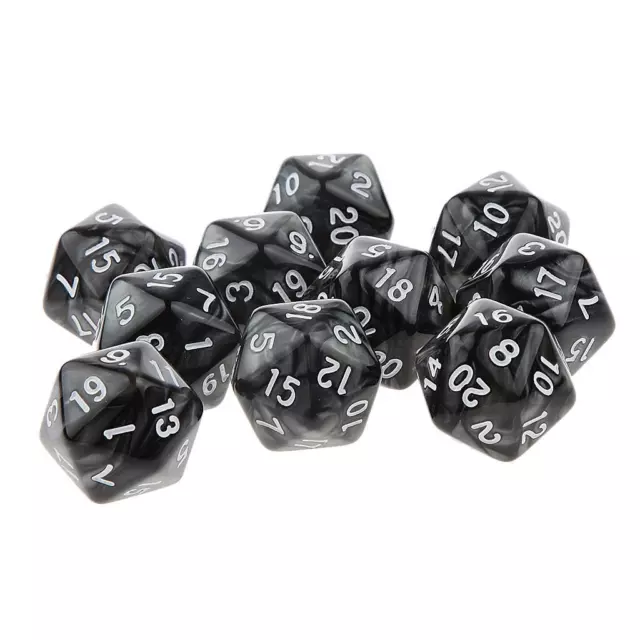 10pcs Twenty Sided Dice D20 Playing D&D RPG Party Games Dices Black