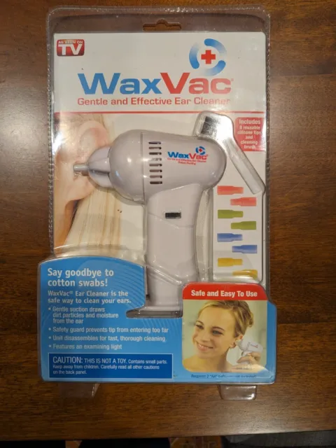 Wax Vac ~ Como se ve en la televisión ~ Limpiador de oídos por succión suave ~ Nuevo/Sellado