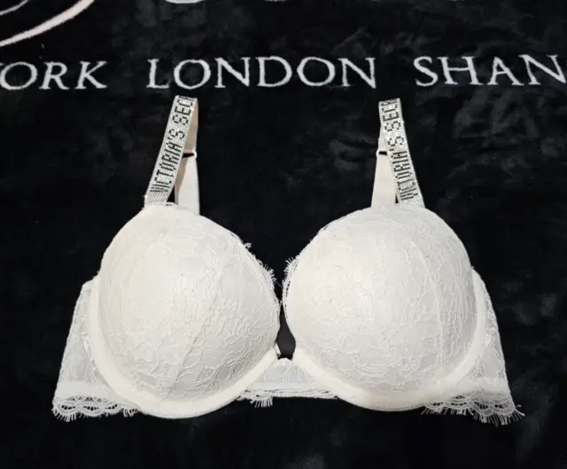 VICTORIA'S SECRET VERY Sexy Coconut White Shine Strap Lace Push Up Bra Size  34D £25.00 - PicClick UK