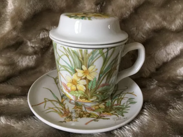 Mug, tasse , soucoupe à thé, infuseur, tisanière en porcelaine Pillivuyt, Signé