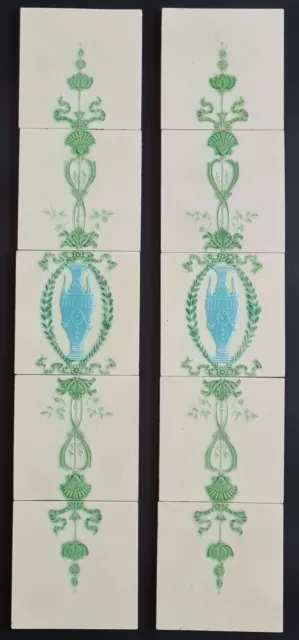 Antique Fireplace Tile Set Moulded Majolica The New Birch Tile Co C1900