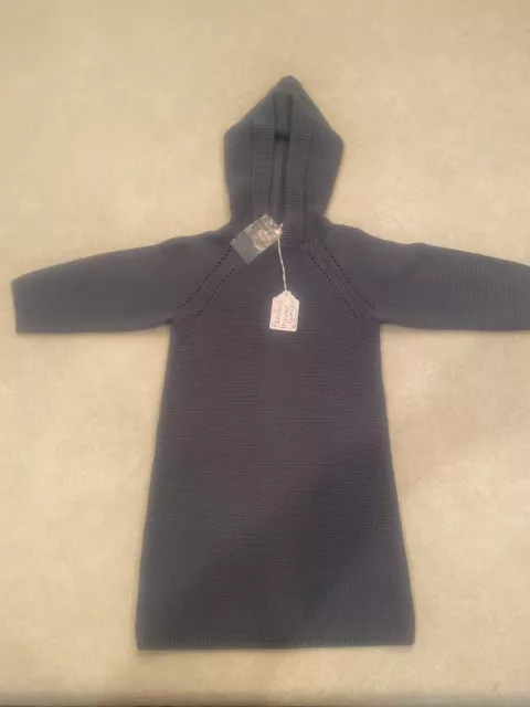 Bonpoint Blue/Gray Wool Rear Zip Baby Hoodie size 2