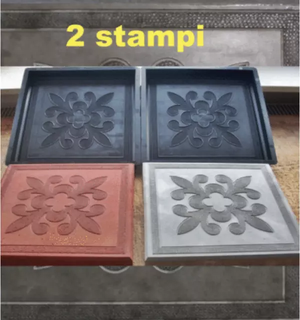 2 Stampi cemento matrice Forme pavimento vialetto giardino 30 x 30 fai da te