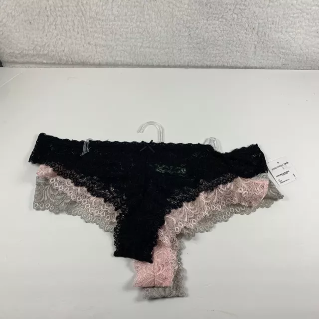 Honeydew Intimates 3-pack Lace Thong Panties XL Black Blush Silver NWT 6254