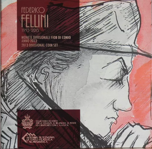 KMS San Marino 2013 Stgl. incl der 5 € Silbergedenkmünze " Federico Fellini "