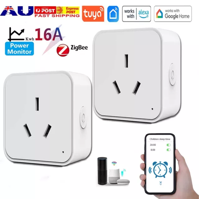 Tuya WiFi / Zigbee 16A Smart AU Socket Plug Voice Control for Alexa Google Home