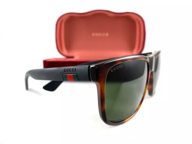 GUCCI Sunglasses GG0010S Havana Black Green 006 New Authentic