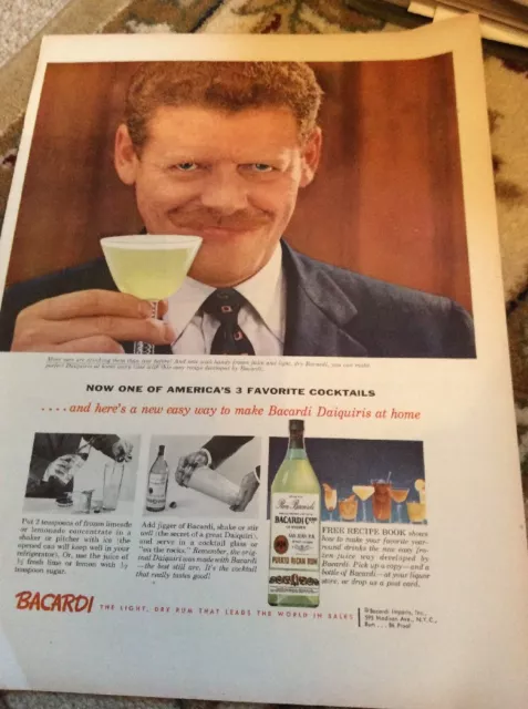 Q1b Ephemera 1956 Advert Folded Bacardi Daiquiris