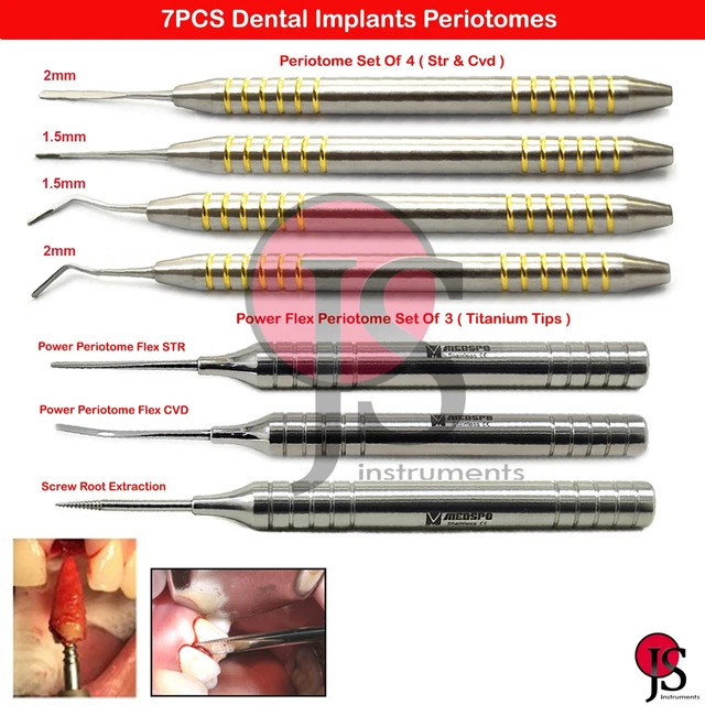 Medentra Dental Periotome Set PT1 PT2 – Serrated Angled For Tooth Extraction & Implants