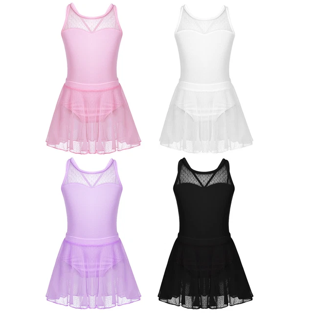 TiaoBug Damen Ballettkleid Lang - Ärmelloser Tanzanzug Mit Asymmetrischem Rock