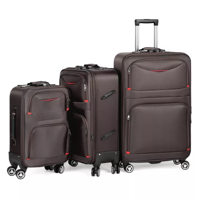 3 Pieces Softside Expandable Luggage Sets with Spinner Spinner,TSA Lock Suitcase