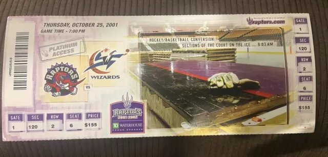 Michael Jordan Washington Wizards Raptors Game Ticket Stub 2001 Nba