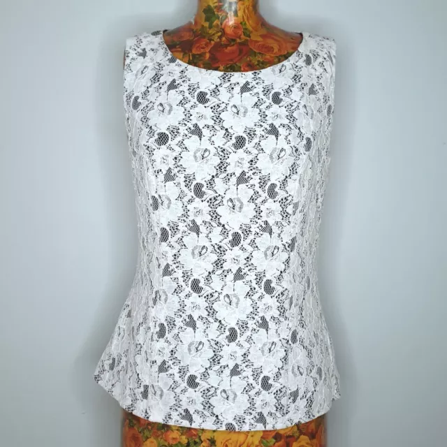 REVIEW - Size 12 'Kiri Top' cream lace black underlay sleeveless keyhole back