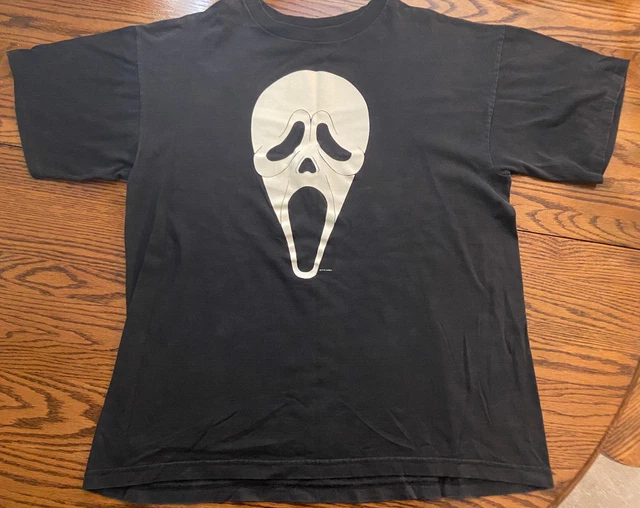 Scream Ghostface Glow In The Dark T-Shirt With Scream Button - XL - Vtg. 1990s