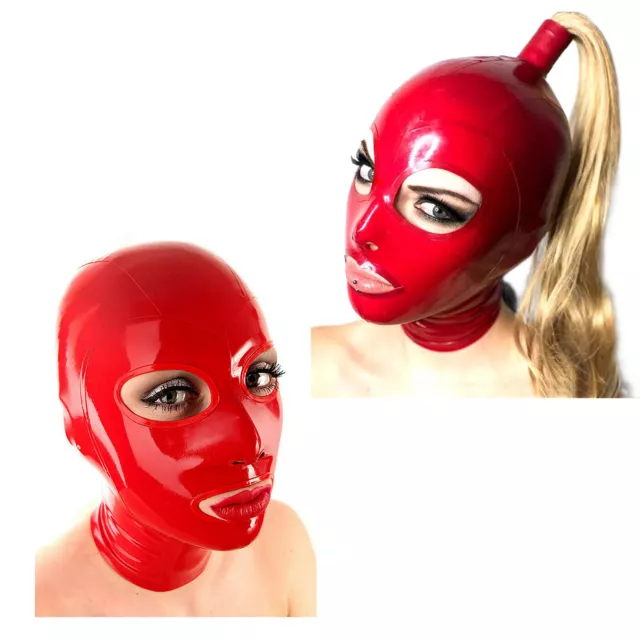 Unisex Mask Nostrils Head Cover Open Eyes Mouth Latex Mask Zipper Face Cover