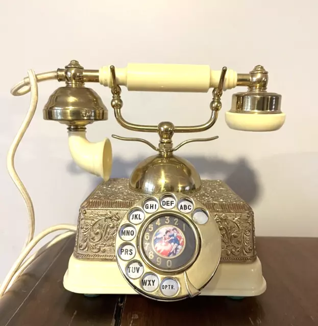 Victorian French Style Vintage Rotary Dial Desk Telephone Phone UNTESTED Brass