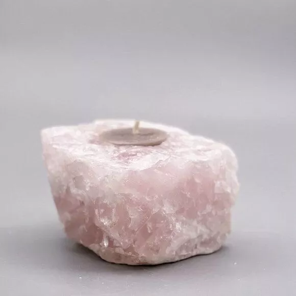 Raw Rose Quartz Candle Holder, Succulent Holder, Air-Plant Holder, Rough Crystal