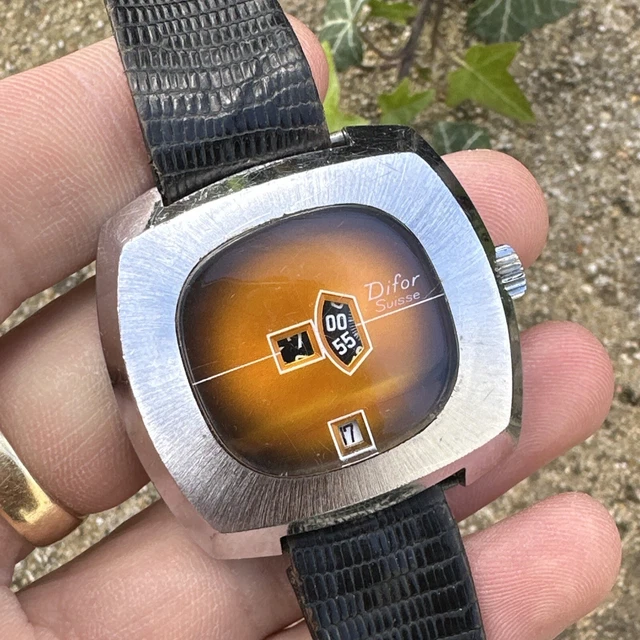 Montre Vintage Difor Polar Guichet - Mécanique Manuelle, Boîtier Acier 32mm - France